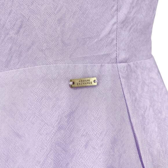 Armani Exchange Flared dress with satin jacquard bows Violet Sky Size 4 A|X - Picture 9 of 12